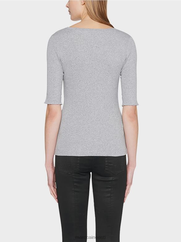 Marc Cain Riietus ümara kraega lühikeste varrukatega särk J8DT1488 hall