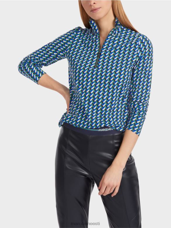 Marc Cain Riietus mustriline püstkraega t-särk J8DT1231 emailiga
