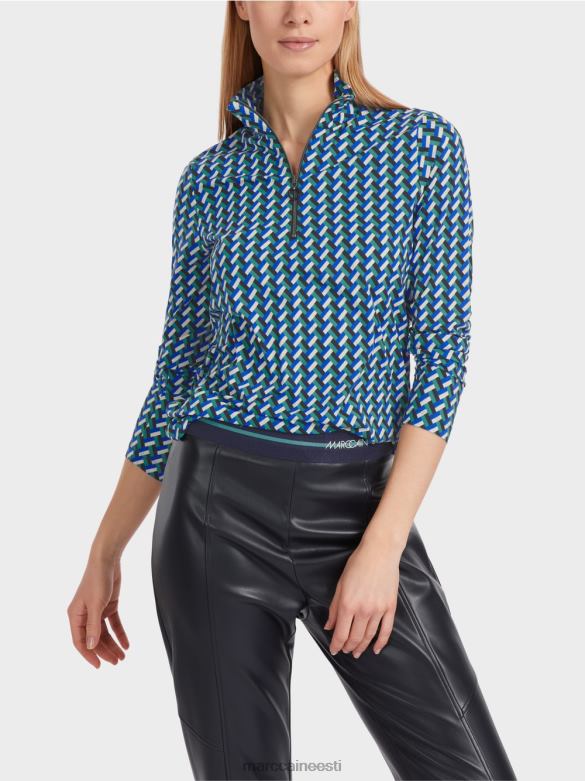 Marc Cain Riietus mustriline püstkraega t-särk J8DT1231 emailiga