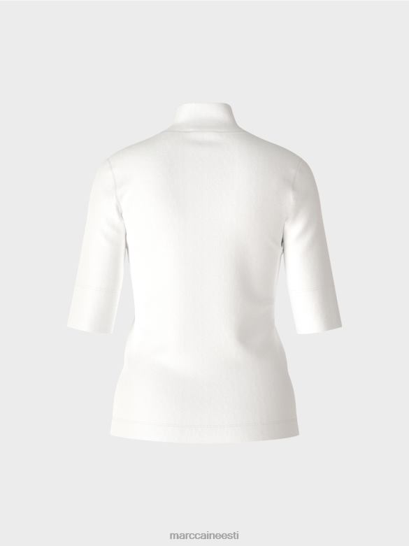 Marc Cain Riietus püstkrae ja 3/4-varrukatega särk J8DT1296 määrdunudvalge