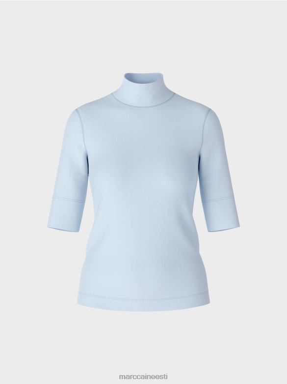 Marc Cain Riietus püstkrae ja 3/4-varrukatega särk J8DT1297 pehme pulber sinine