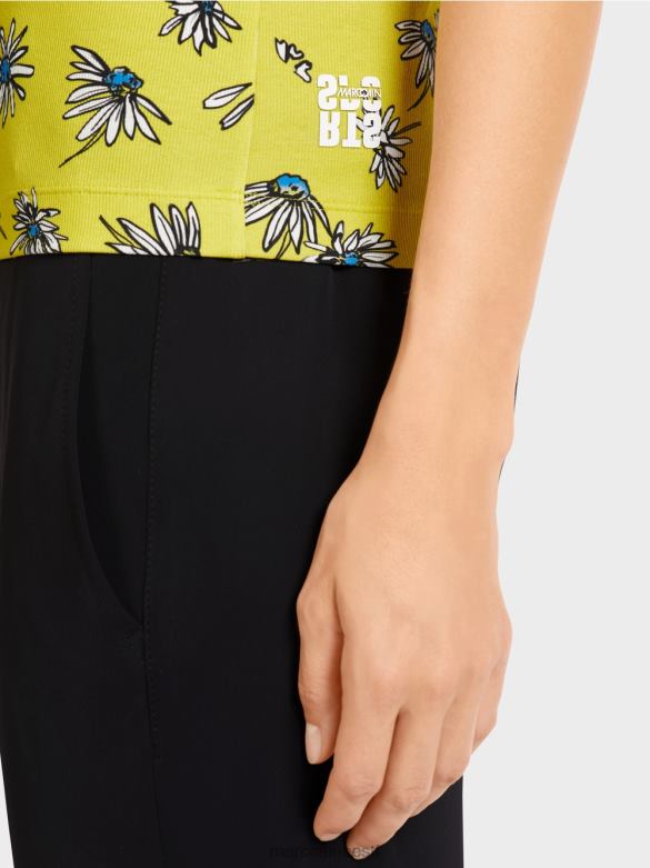 Marc Cain Riietus püstkrae ja karikakra mustriga topp J8DT1441 roheline väävel