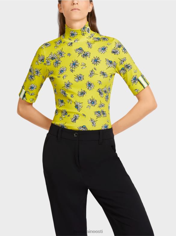 Marc Cain Riietus püstkrae ja karikakra mustriga topp J8DT1441 roheline väävel