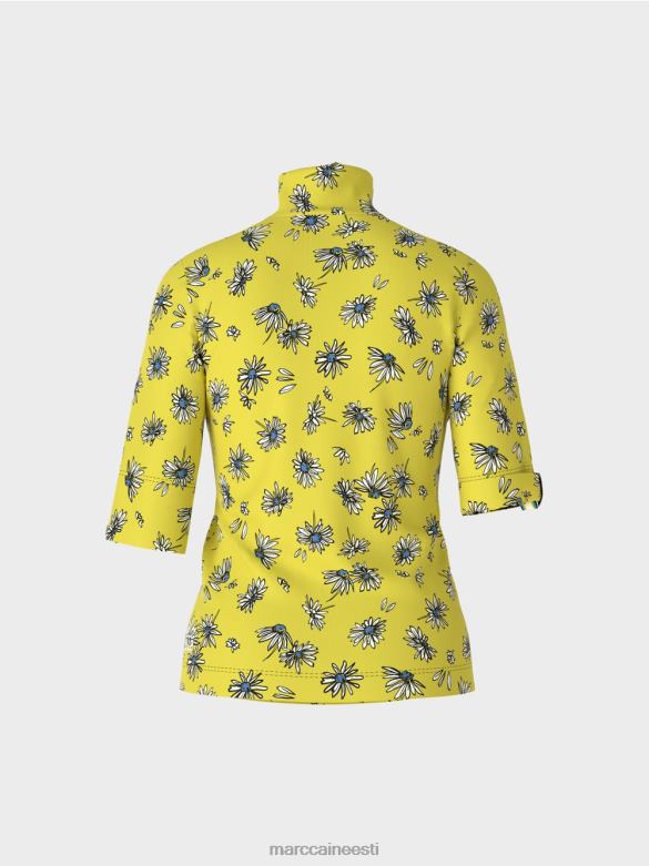 Marc Cain Riietus püstkrae ja karikakra mustriga topp J8DT1441 roheline väävel