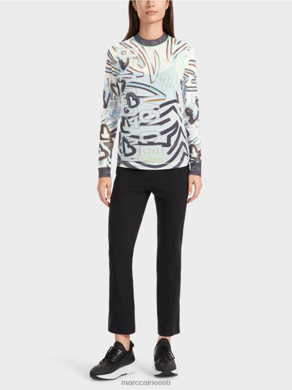 Marc Cain Riietus painduv tüllist pikkade varrukatega särk J8DT1306 pehme pulber sinine