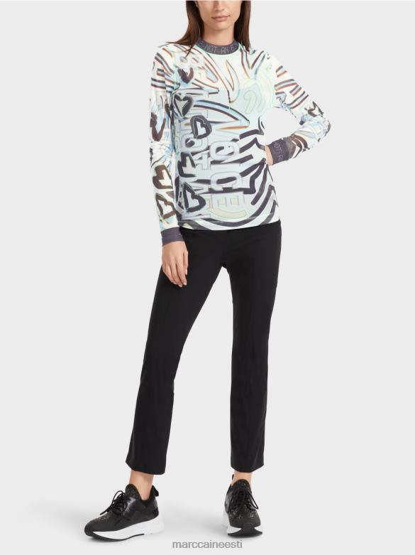 Marc Cain Riietus painduv tüllist pikkade varrukatega särk J8DT1306 pehme pulber sinine