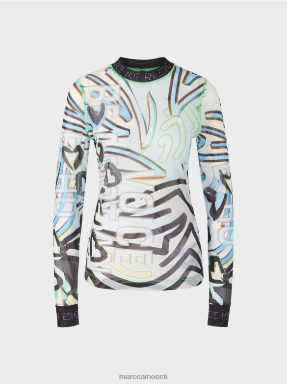 Marc Cain Riietus painduv tüllist pikkade varrukatega särk J8DT1306 pehme pulber sinine