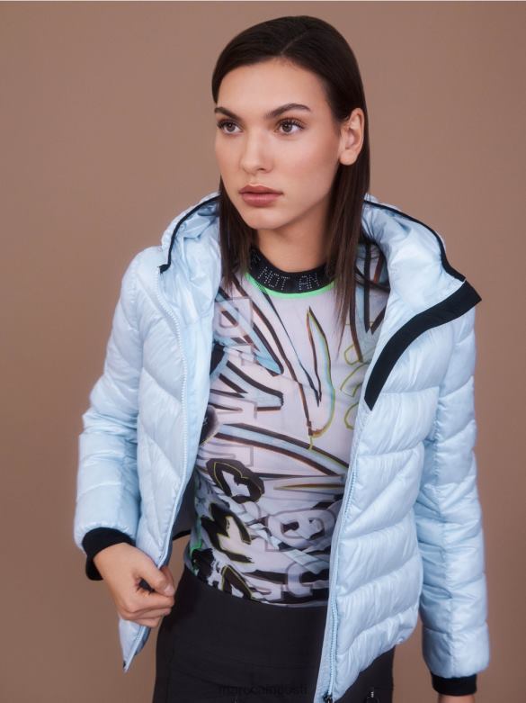 Marc Cain Riietus painduv tüllist pikkade varrukatega särk J8DT1306 pehme pulber sinine