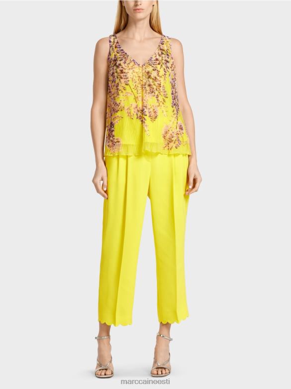 Marc Cain Riietus plisseeritud a-line topp J8DT1391 sidruniroheline