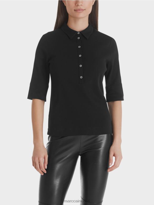 Marc Cain Riietus puuvillane polosärk J8DT1464 must