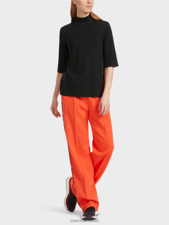 Marc Cain Riietus puuvillane ribiga särk püstise kraega J8DT1260 must