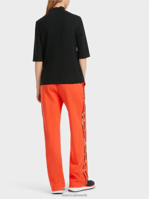 Marc Cain Riietus puuvillane ribiga särk püstise kraega J8DT1260 must