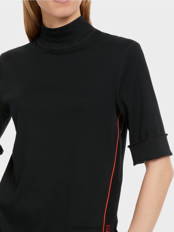 Marc Cain Riietus puuvillane ribiga särk püstise kraega J8DT1260 must