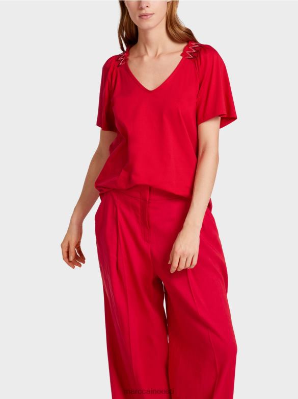 Marc Cain Riietus raglaaniga t-särk J8DT1375 sügav punane
