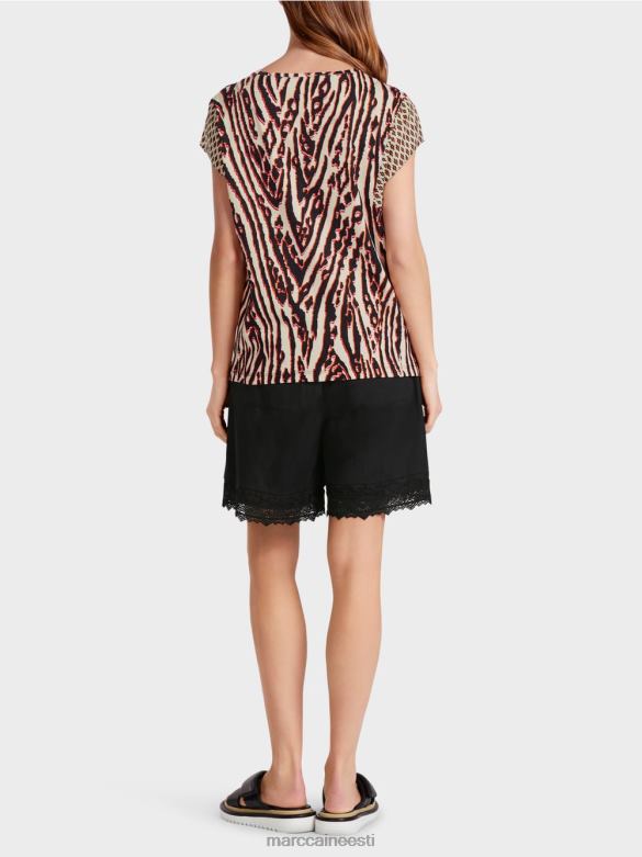 Marc Cain Riietus segamustritega t-särk J8DT1376 sügav punane