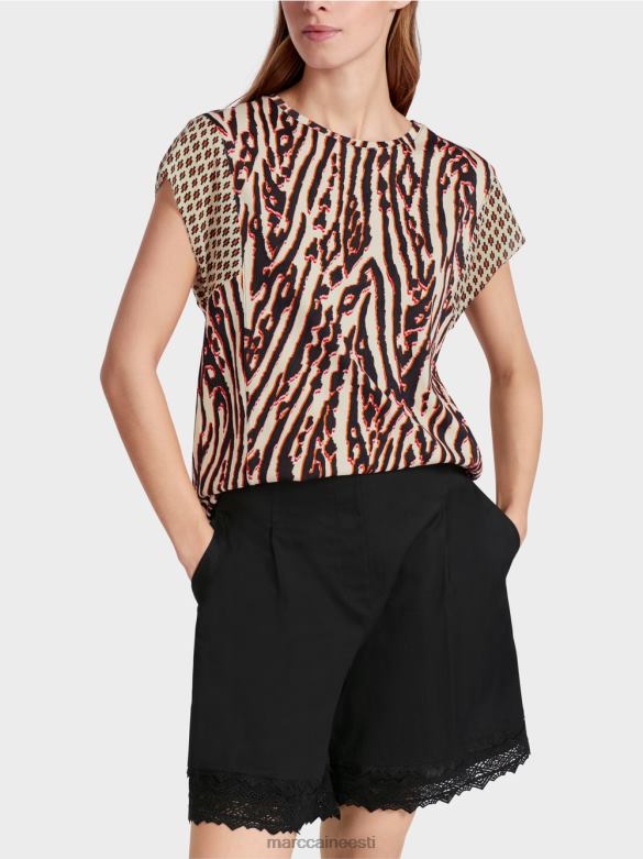 Marc Cain Riietus segamustritega t-särk J8DT1376 sügav punane