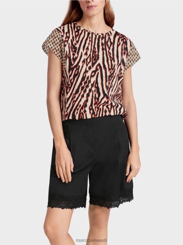 Marc Cain Riietus segamustritega t-särk J8DT1376 sügav punane