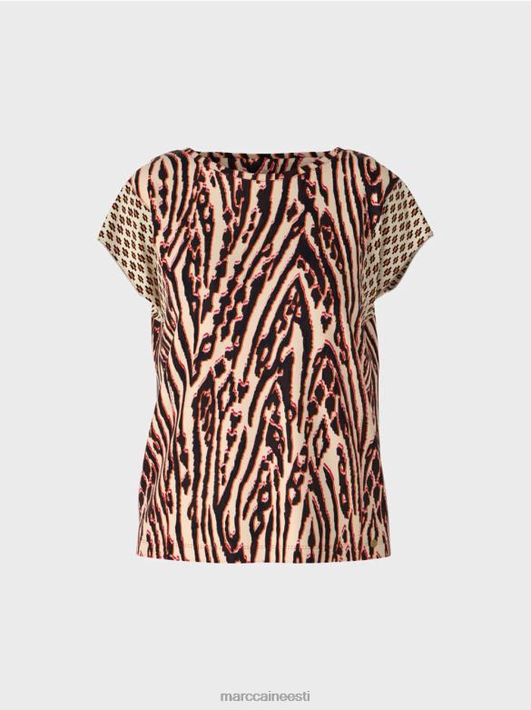 Marc Cain Riietus segamustritega t-särk J8DT1376 sügav punane
