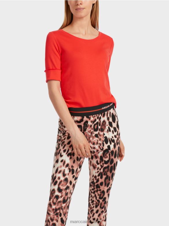 Marc Cain Riietus tavaline t-särk 3/4 varrukatega J8DT1263 campari