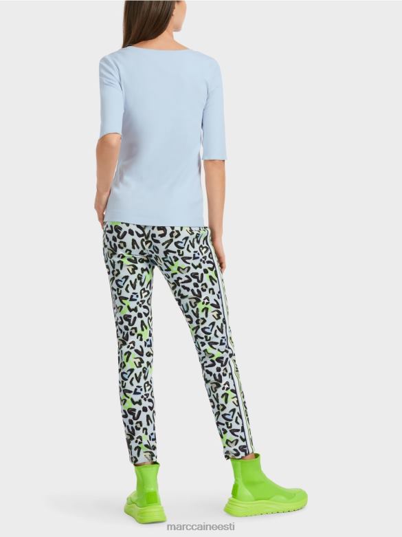 Marc Cain Riietus tavaline t-särk 3/4 varrukatega J8DT1305 pehme pulber sinine