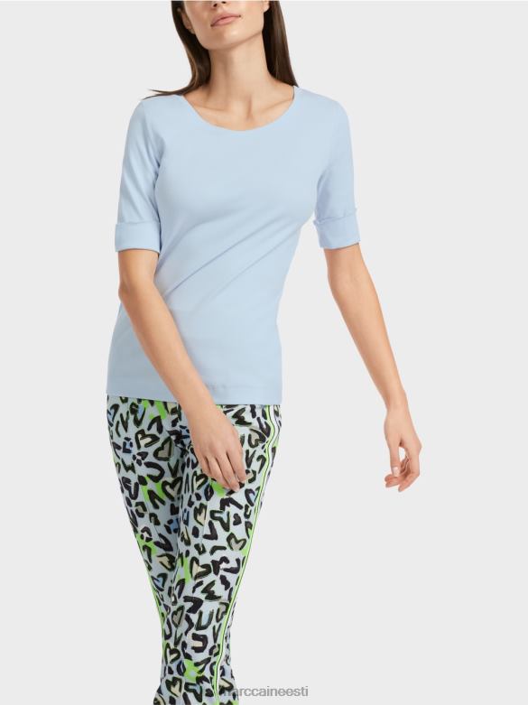 Marc Cain Riietus tavaline t-särk 3/4 varrukatega J8DT1305 pehme pulber sinine