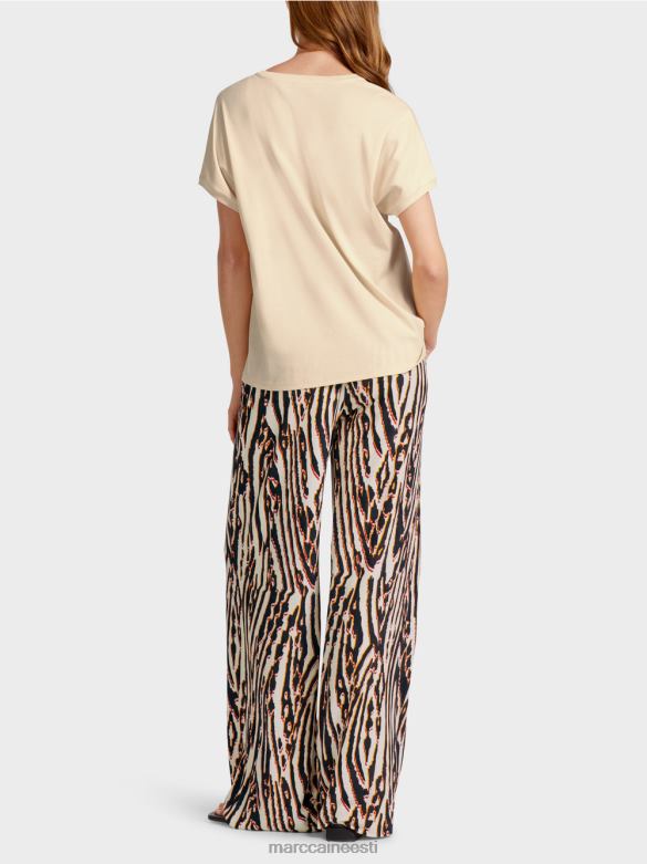 Marc Cain Riietus tavaline v-kaelusega t-särk J8DT1374 kreem