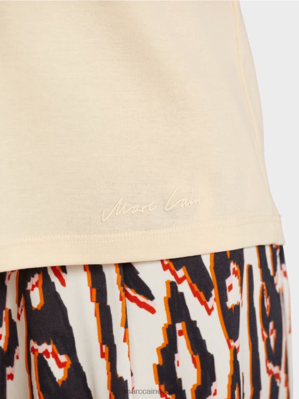 Marc Cain Riietus tavaline v-kaelusega t-särk J8DT1374 kreem