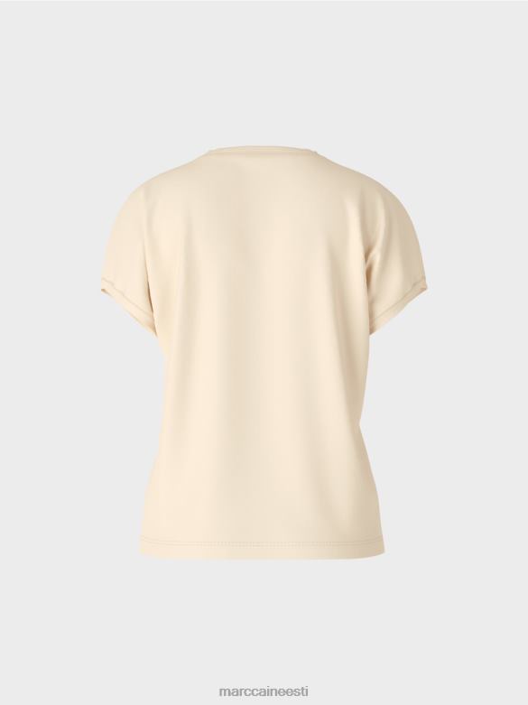 Marc Cain Riietus tavaline v-kaelusega t-särk J8DT1374 kreem