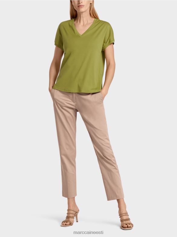 Marc Cain Riietus tavaline v-kaelusega t-särk J8DT1395 sügav oliiviroheline