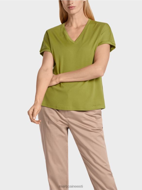 Marc Cain Riietus tavaline v-kaelusega t-särk J8DT1395 sügav oliiviroheline