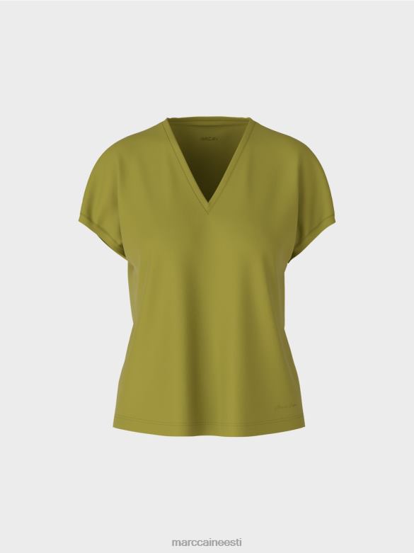 Marc Cain Riietus tavaline v-kaelusega t-särk J8DT1395 sügav oliiviroheline