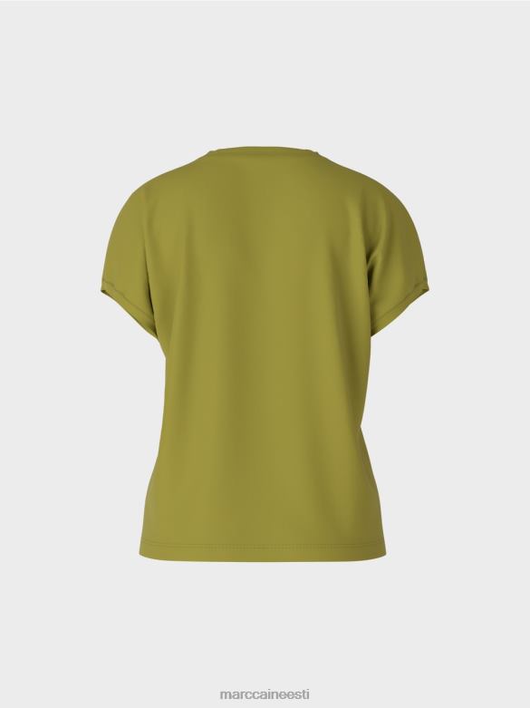 Marc Cain Riietus tavaline v-kaelusega t-särk J8DT1395 sügav oliiviroheline