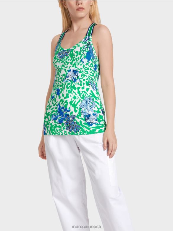 Marc Cain Riietus topp bokseriga seljaga J8DT1356 särav basiiliku leht