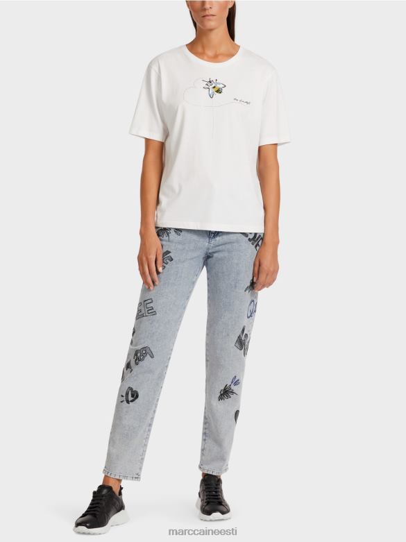 Marc Cain Riietus topp pehmest puuvillast J8DT1439 määrdunudvalge