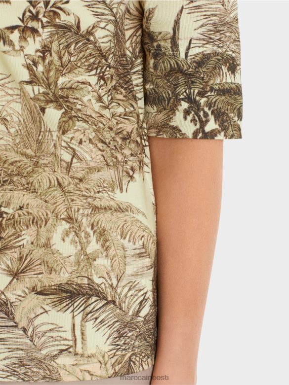 Marc Cain Riietus trükitud peene soonikuga t-särk J8DT1413 pehme hingeõhk