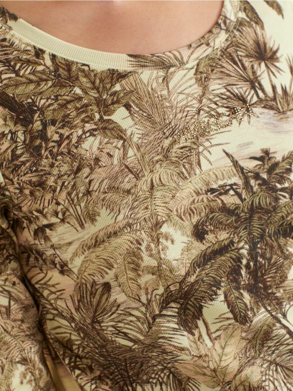 Marc Cain Riietus trükitud peene soonikuga t-särk J8DT1413 pehme hingeõhk