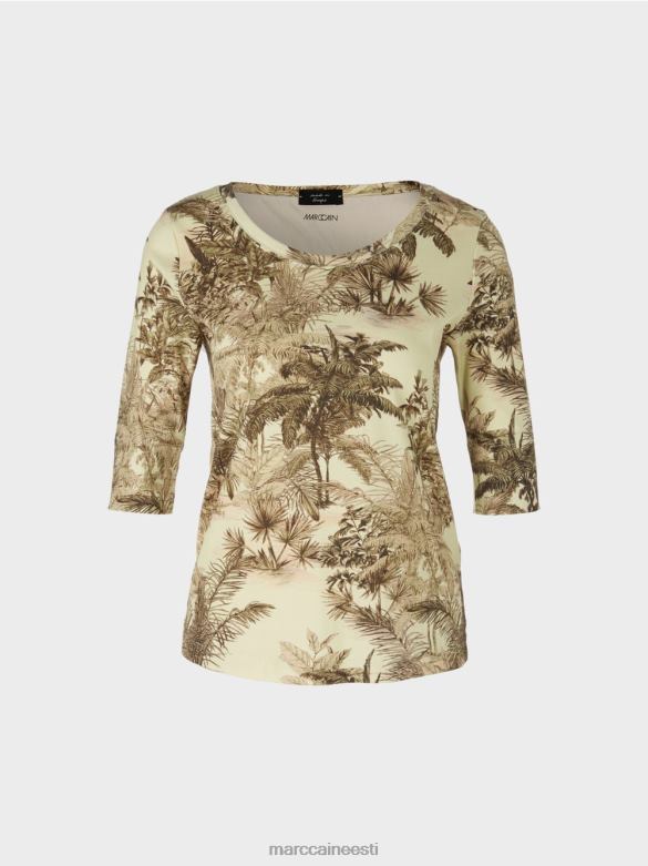 Marc Cain Riietus trükitud peene soonikuga t-särk J8DT1413 pehme hingeõhk