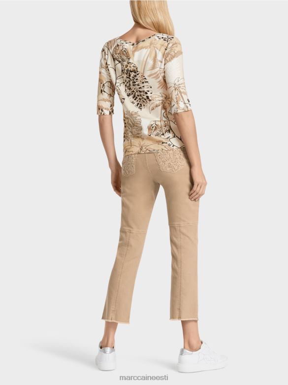 Marc Cain Riietus trükitud t-särk 3/4 varrukatega J8DT1392 sügav liiv