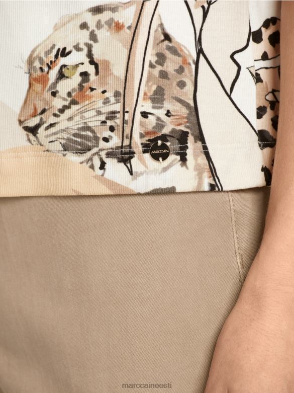 Marc Cain Riietus trükitud t-särk 3/4 varrukatega J8DT1392 sügav liiv