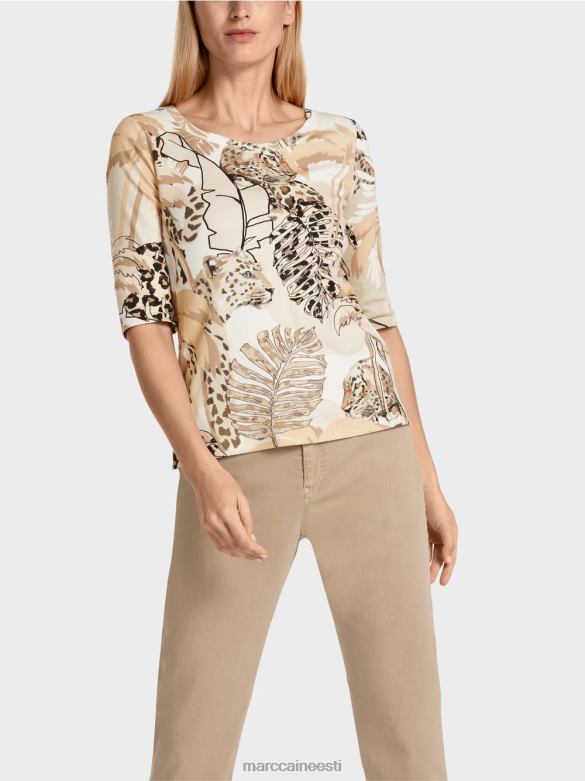 Marc Cain Riietus trükitud t-särk 3/4 varrukatega J8DT1392 sügav liiv
