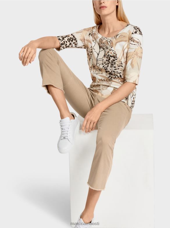 Marc Cain Riietus trükitud t-särk 3/4 varrukatega J8DT1392 sügav liiv