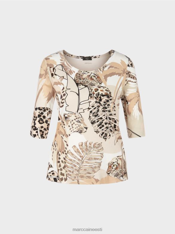 Marc Cain Riietus trükitud t-särk 3/4 varrukatega J8DT1392 sügav liiv