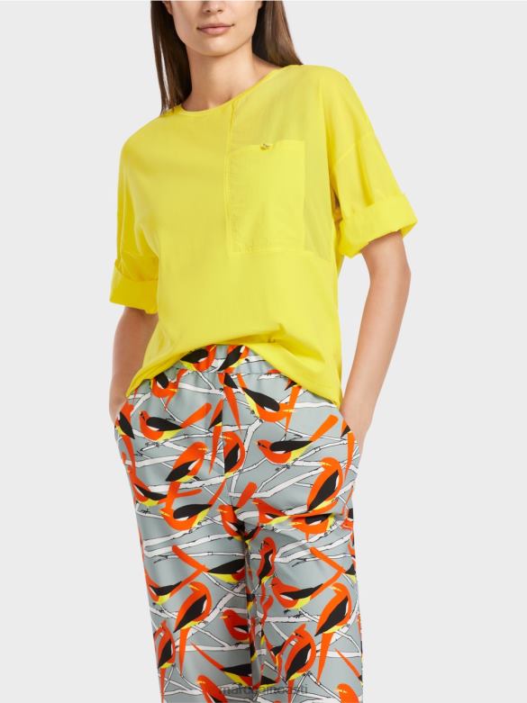 Marc Cain Riietus trükitud t-särk J8DT1323 pehme sidrun