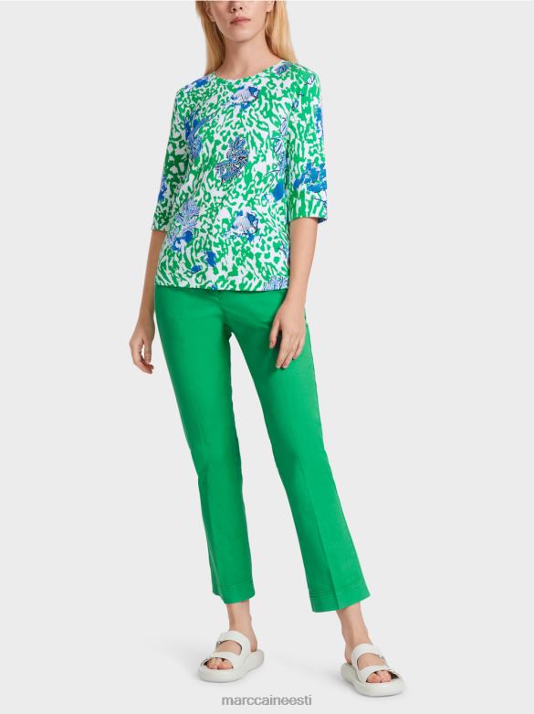 Marc Cain Riietus trükitud t-särk J8DT1363 särav basiiliku leht