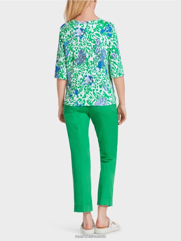 Marc Cain Riietus trükitud t-särk J8DT1363 särav basiiliku leht