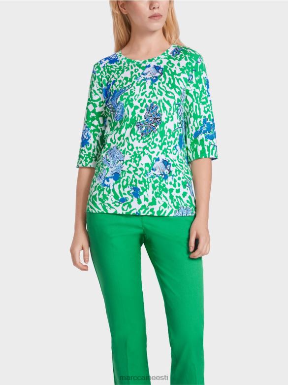 Marc Cain Riietus trükitud t-särk J8DT1363 särav basiiliku leht