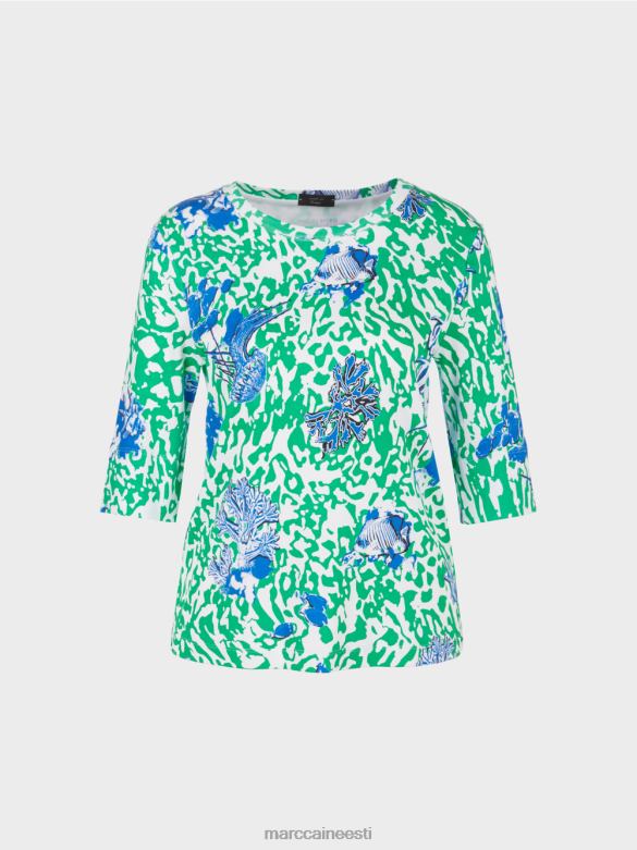 Marc Cain Riietus trükitud t-särk J8DT1363 särav basiiliku leht