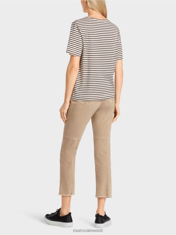 Marc Cain Riietus triibuline aplikatsiooniga t-särk J8DT1393 India pähkel