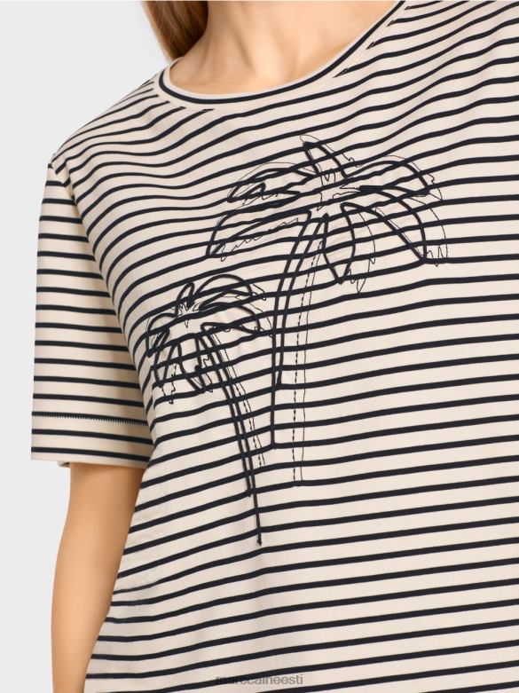 Marc Cain Riietus triibuline aplikatsiooniga t-särk J8DT1393 India pähkel