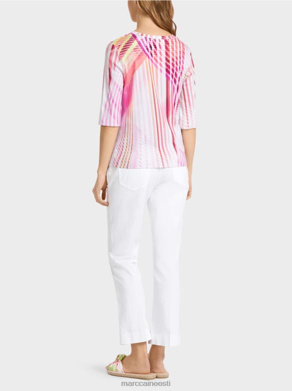 Marc Cain Riietus triibulise mustriga t-särk J8DT1382 kerge limeaad
